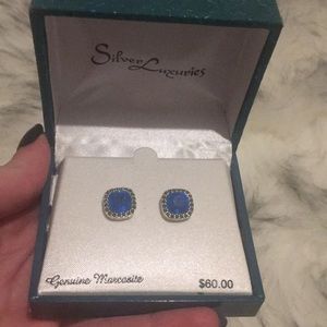 Blue marcasite earrings